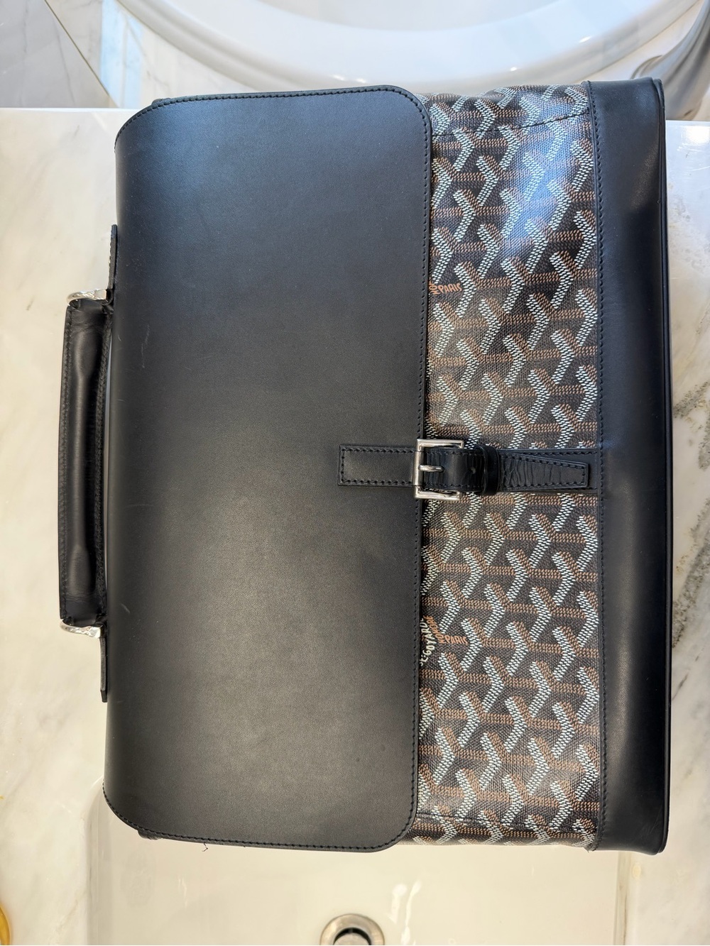 Goyard Black & Brown Goyardine Citadin Briefcase